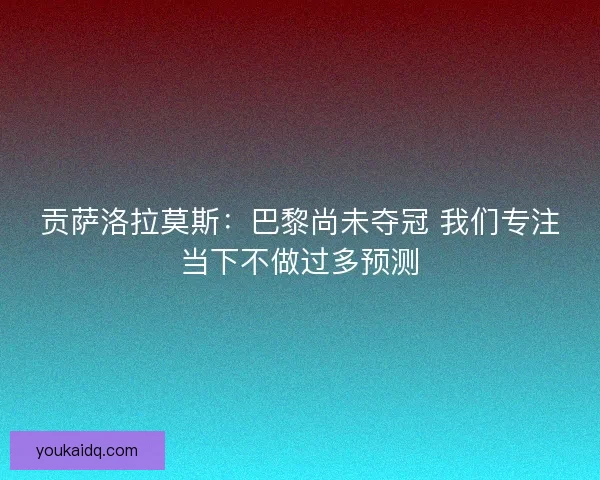 贡萨洛拉莫斯：巴黎尚未夺冠 我们专注当下不做过多预测