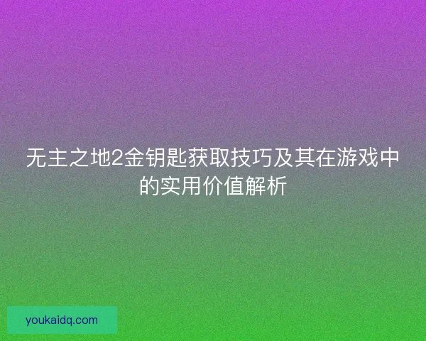 无主之地2金钥匙获取技巧及其在游戏中的实用价值解析